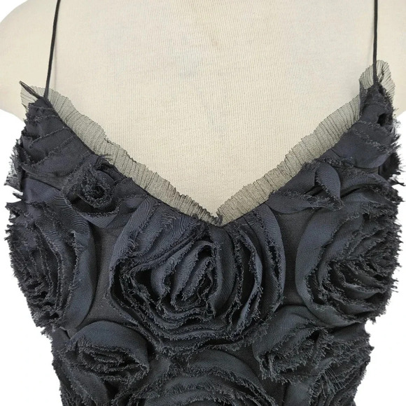 Laundry Shelli Segal Fit Flare Dress Black Floral Rosette Sleeveless Zip Back - Picture 2 of 8